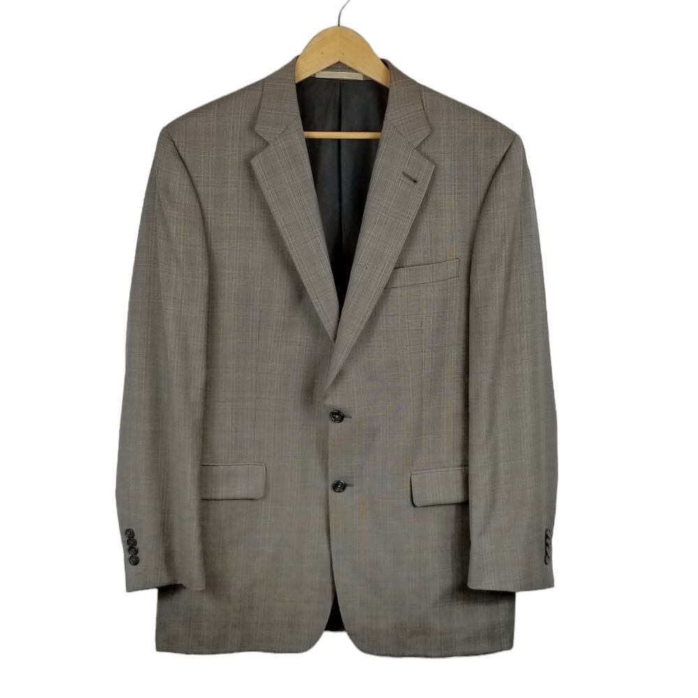 Burberry London Men's Kensington Wool Plaid Blazer Gray Size 42L
